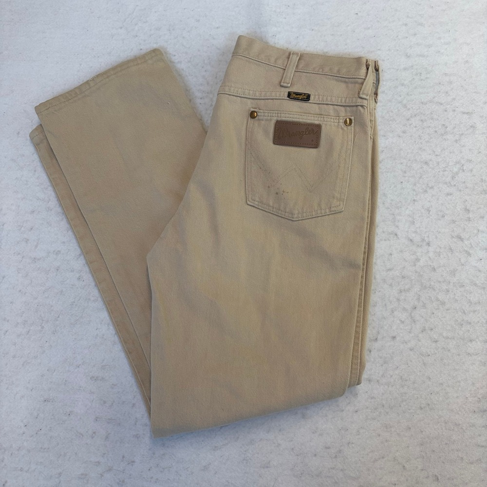 Wrangler Jeans Mens 34x32 Tan Cowboy Cut 936DEN USA